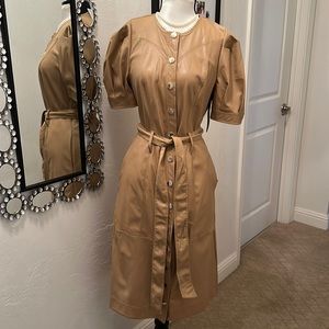 New York and Company, Faux Leather shirt dress with gold buttons